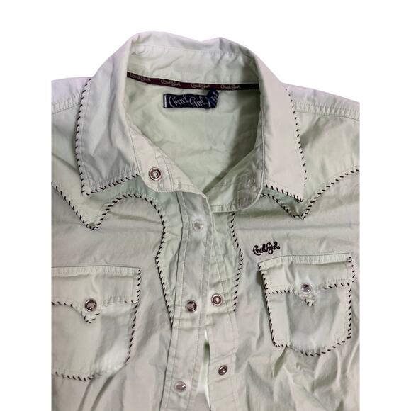 Cruel Girl Mint Green Pearl Snap Western Shirt Medium Sunfaded - Picture 2 of 7
